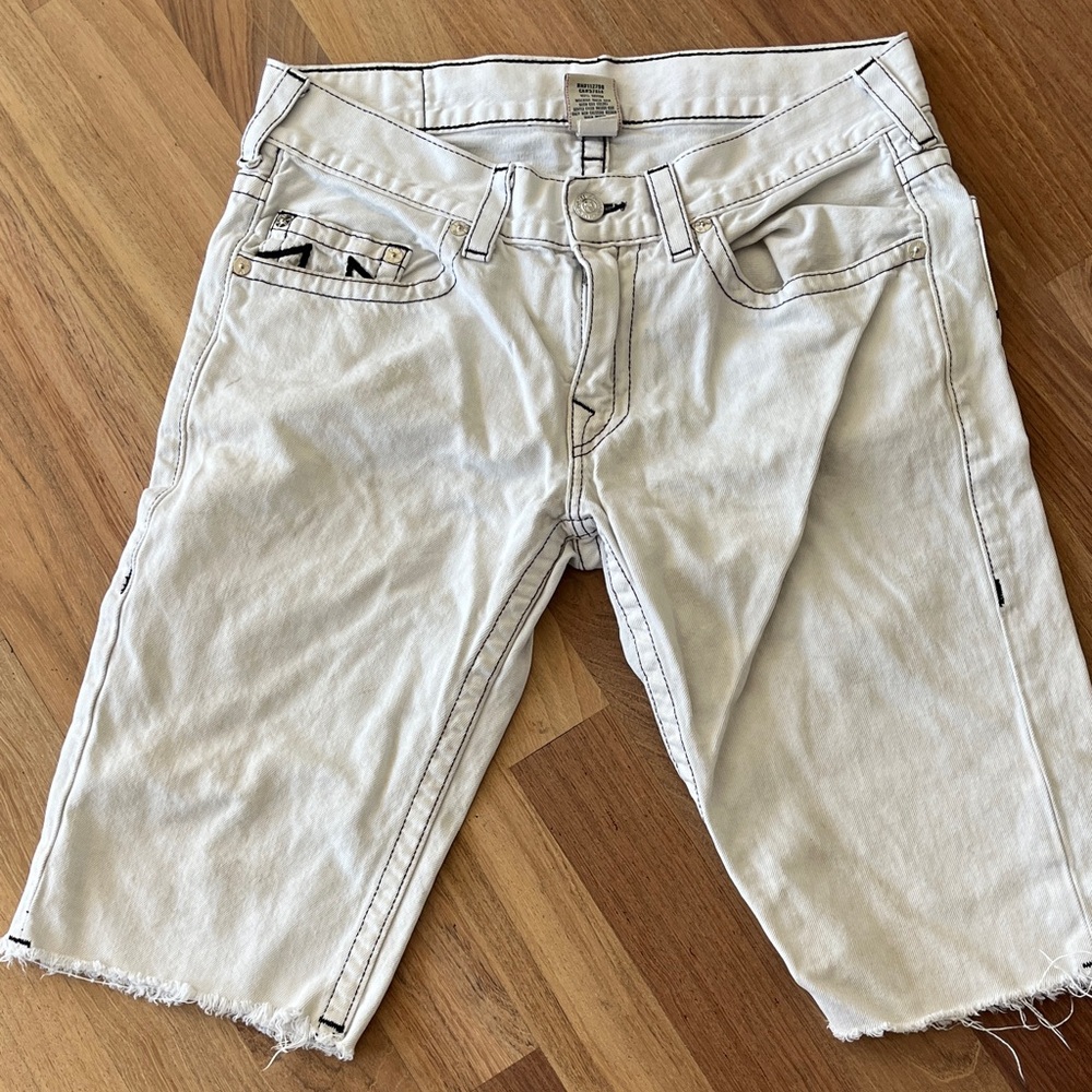 True Religion White Denim Shorts